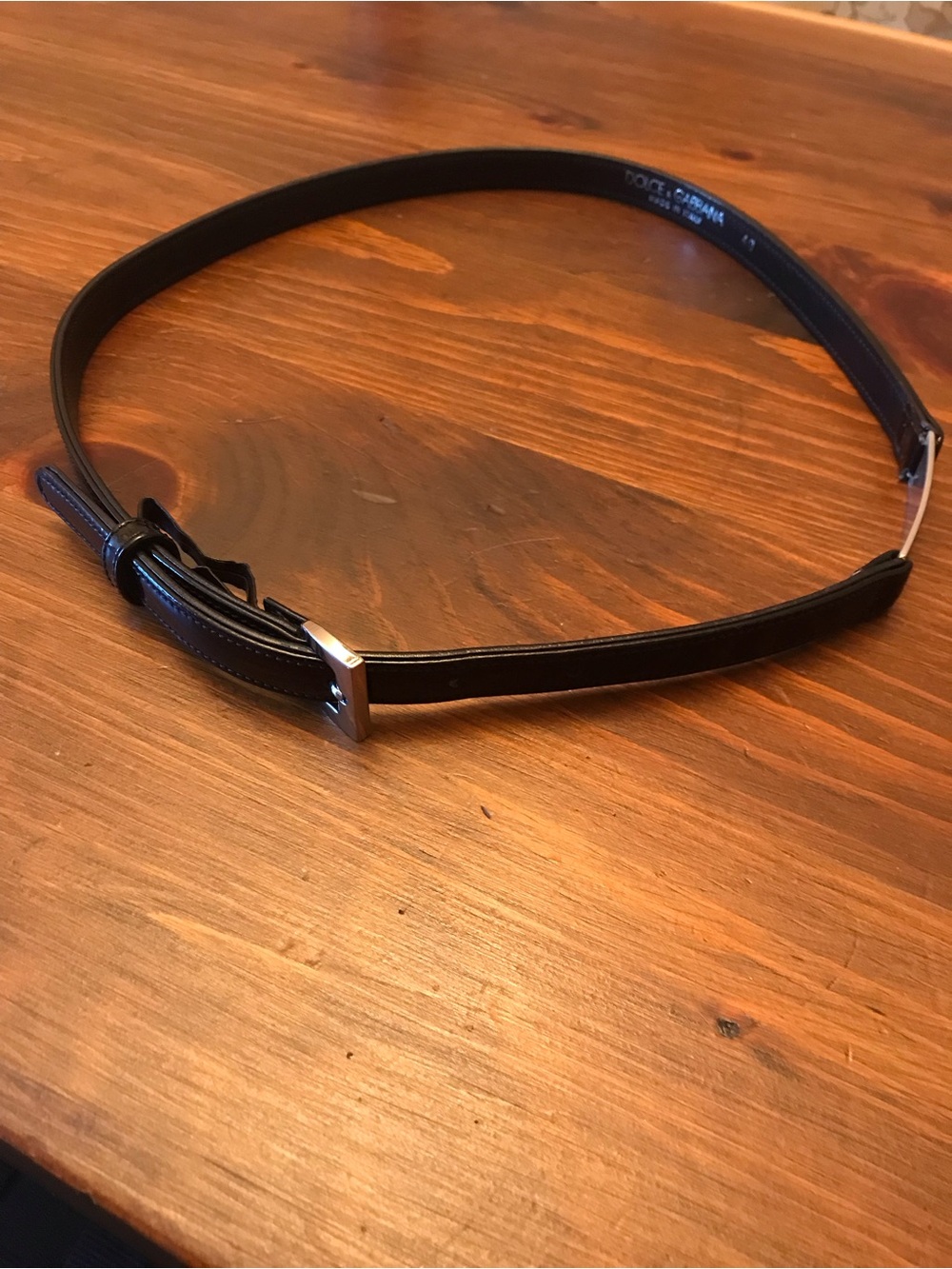 Dolce & Gabbana Black Leather Belt with Silver Buckle